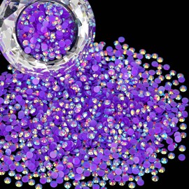 Wholesale Bulk Bags 3000PCS 4mm Resin Flat Back Rhinestone, Jelly Deep Purple AB Round Non Hotfix Flatback Resin Rhinestones for Nails, Tumblers, DIY Bling Embellishments, Loose Glitter Crystal Stone