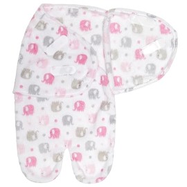 Everyday Kids Baby Travel Swaddle Pink and Gray Elephant, Size 0-3 Months