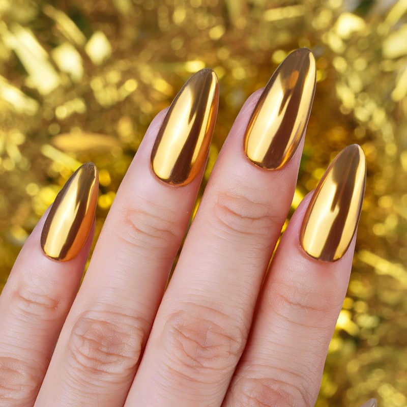 PrettyDiva Chrome Nail Powder - Gold Mirror Effect Nail Chrome