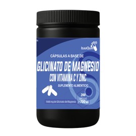IsaaQuim Glicinato de Magnesio con Gluconato de Zinc  200 Cápsulas de 600 mg  Aporta 200 mg de Magnesio Elemental por Porción  Suplemento Alimenticio 
