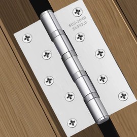 5" Stainless Steel Door Hinges, Heavy Duty 304 5 x 3 Inch Ball Bearing Non Removable Hinge Pin for Interior and Exterior Ourtswing Door or Gate Security-3 Pack (3, Premium Silver)