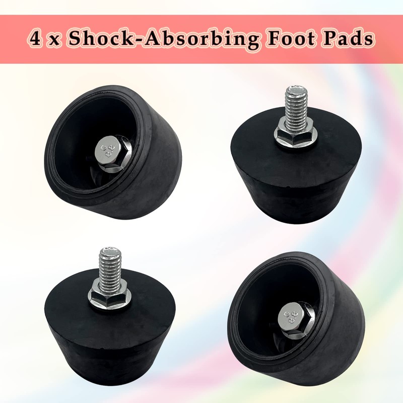 4Pcs Air Compressor Rubber Feet,No Oil Machine Shock-Absorbing Foot Pads,Black(M8