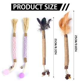 Bekecidi Silvervine Kaustäbchen für Katzen mit kleinem Ball, 4 Stück Natürliches Katzenminze Spielzeug, Zahnreinigung Lustige Stressabbau, Katze Minze für Indoor Katzen