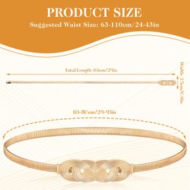 Gold Dress Belt Gold Belt for Dresses Women Fancy Gold Belts for Women Dresses Womens Metal Stretch Waist Metal Stretch Elastic Waist Belt Skinny Thin Belt for Women Dress for Girls Women (gold)