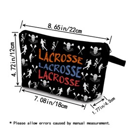 YULUENZE Lacrosse Player Present Lacrosse Makeup Bag Lacrosse Lover Sport Organizer Accessories Zipper Pouch Birthday Present for Lacrosse Teammates Coach Fans Women Friends