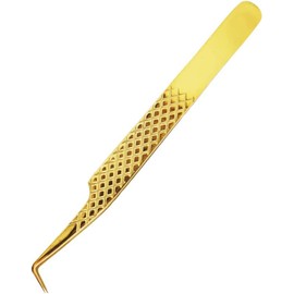 Dassen Gold Isolation Eyelash Extension Tweezers Volume Eyelash Tweezers Super Strong Grip Curved Precision Stainless Steel Tweezers Anti-Static Eyelash Tools（Gold） (3-3 Gold)…