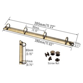 2PCS 4-Ring Binder Mechanism A4 Notebook Mechanism Replacement Kit Bronze Metal Clip Ring Binder Round Ring Binding Spines Combs Set for Binder Planners Organizers