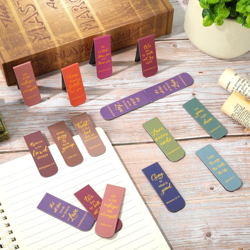 JarThenaAMCS 48Pcs Bible Verse Magnetic Bookmarks Jesus Faith Book Marks