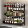 3-Tier Spice Rack Organizer with Knife Holder, Black Metal Counter