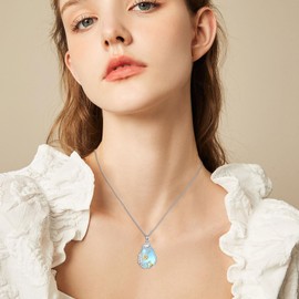 VIJASHOP Moonstone Sunflower Necklace for Women Teardrop Moonstone Pendant Sunflower Jewelry Birthday Gifts for Mom Girlfriends