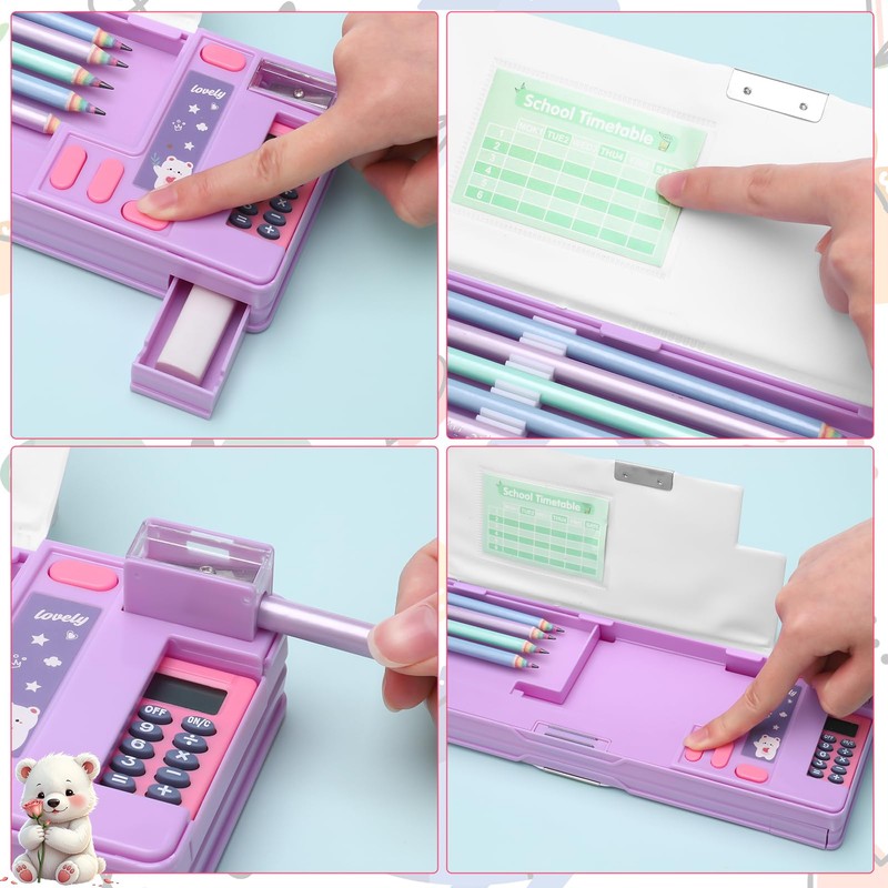 Pop Up Pencil Case, Cartoon Pencil Cases with Compartment Multifunctional
