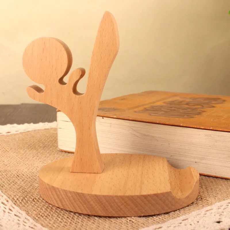 Creative Mobile Phone Toma Back With Coin Beech Wood Lazy