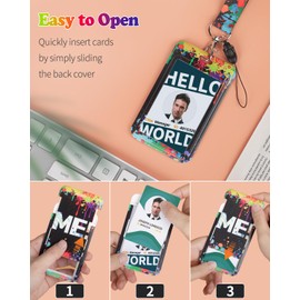 Uniclife Fashionable Sliding ID Card Holder ME Plastic Case with Retractable Badge Reel Carabiner Clip & Removable Lanyard Strap Embossed Vertical Card Protection for Women Nurse