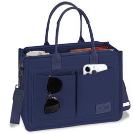 Large Canvas Tote Bag for Women Zipper Work Tote Crossbody Tote Purse Handbag Shoulder Satchel Travel Gym Everyday Bag (Dark Blue, XL)