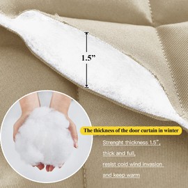 NICETOWN Thermal Insulated Door Curtain Oxford Cloth Thicken Cotton Fiber Filled, 42"x82" Energy Saving Pet Friendly Thick Draft Stopper with 3 Hanging Ways, Keep Cool/Warm, Taupe, 1 PC
