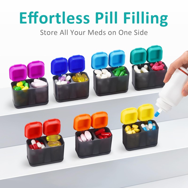 Fullicon Moisture-Proof Pill Organizer 2 Times a Day, Weekly Pill