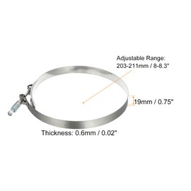PATIKIL T-Bolt Hose Clamps with Spring, 4 Pack 304 Stainless Steel Adjustable Worm Hose Clamp Working Range 203-211mm(8-8.3") for 8" Hose ID