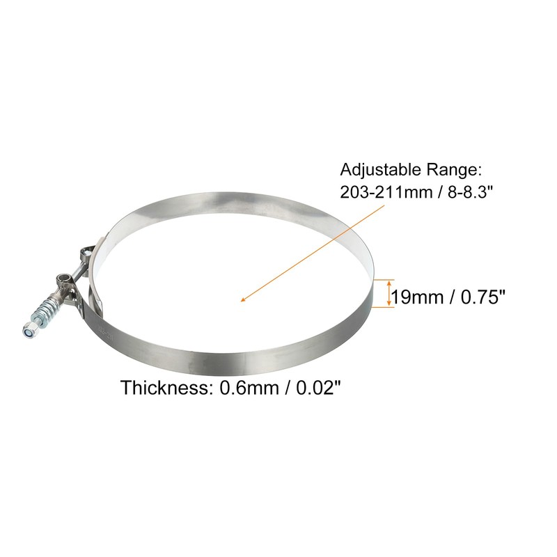 PATIKIL T-Bolt Hose Clamps with Spring, 4 Pack 304 Stainless