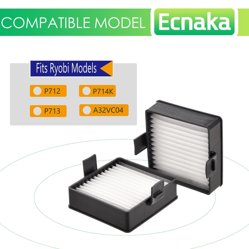 6 Pack A32VC04 Filter Compatible with Ryobi Hand Vacuum Filter