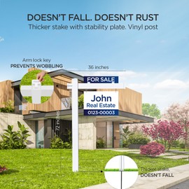 Real Estate Sign Posts Real Estate Signs Holder Realtor Sign Post 6ft Tall Made of Vinyl PVC Holds for Sale Yard Signs Up To 24 Inch