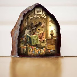 New 3D Mouse Hole Realistics Wall Sticker,Mouse in a Hole Wall Decal Fun Art, Water Proof Funny Wall Stickers for Bedroom Nursery Wall Decor，Paint, Wall Treatments and Supplies，Walls Décor，Stickers