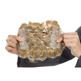 Scrunchy Updo Combs Ponytail Hair Extensions Clip in Bun Claw Jaw on Donut Chignons Warp Around Hairpiece Wavy Curly Ash Blonde