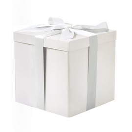 RUSPEPA Medium Birthday Gift Box with Lids, Ribbon and Tissue Paper, Collapsible Gift Box - 1 Pcs, 23 x 23 x 23 cm, White