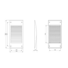Steinberg14 White Plastic Air Vent Grille Cover - 300x140mm / 12x5'' Ventilation Grill with Fly Screen
