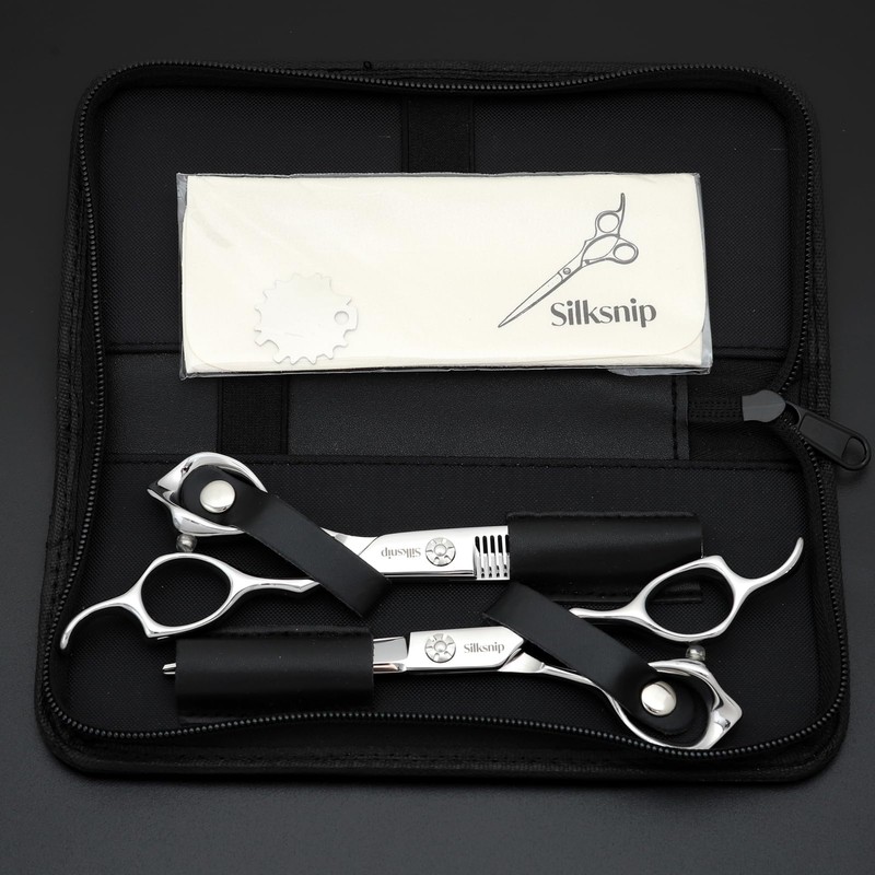 Silksnip 6" Hair Cutting Scissors & Texturizing Teeth Shears,Professional Barber