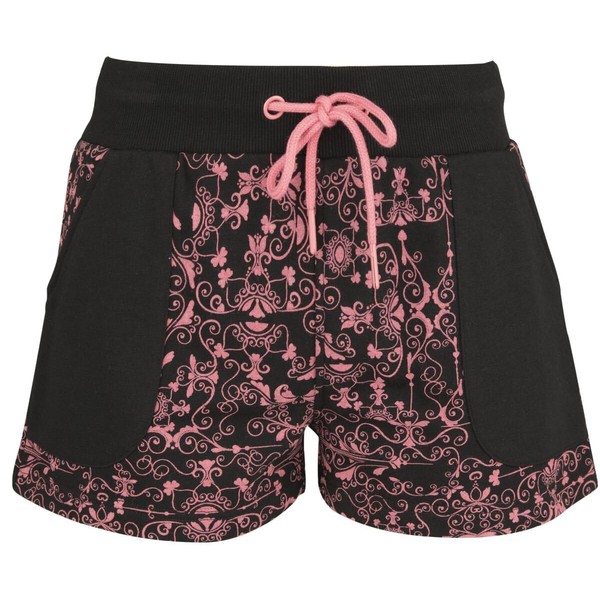 RED by EMP Women's Black/Pink Shorts with Pattern, black