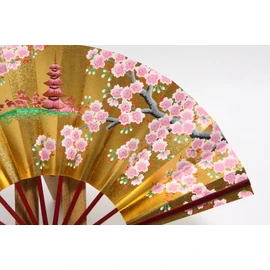 Hasegawa Kyoto Fan, Decorative Fan, Black Dyed Bone Fan Stand, With Stand, Boxed (Maiko, Maisha 3.5 inch (5 cm)