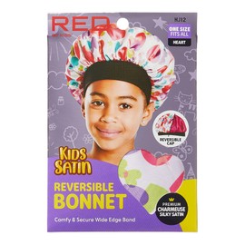 Red by Kiss Kids Satin Bonnet Sleep Cap Reversible Hair Bonnet for Boys and Girls Sleeping Night Silk Sleep Cap (Heart) Multi Color