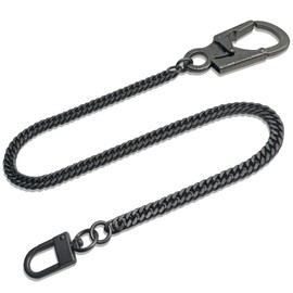 [Ahiller] Wallet Chain for Men - 25 Inches Stainless Steel Pants Chain Keychain with Alloy Carabiner & Double Lock Biker Punk Style Accessories (BK-Gunmetal)