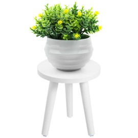 Wooden Plant Stand Stool White: Mid Century Modern Small Round Side Plant Table Heavy Duty Flower Pot Stand Holder Decorative Flower Shelf for Flower Pots End Table