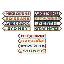 Beistle Australian Street Sign Cutouts 12 Piece, 3.75" x 23.75", Multicolored
