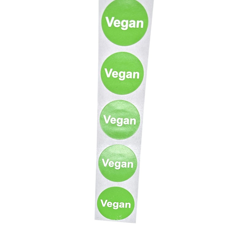 Vegan Food Labels 1 Inch Round Circle Dots [500 Sticker