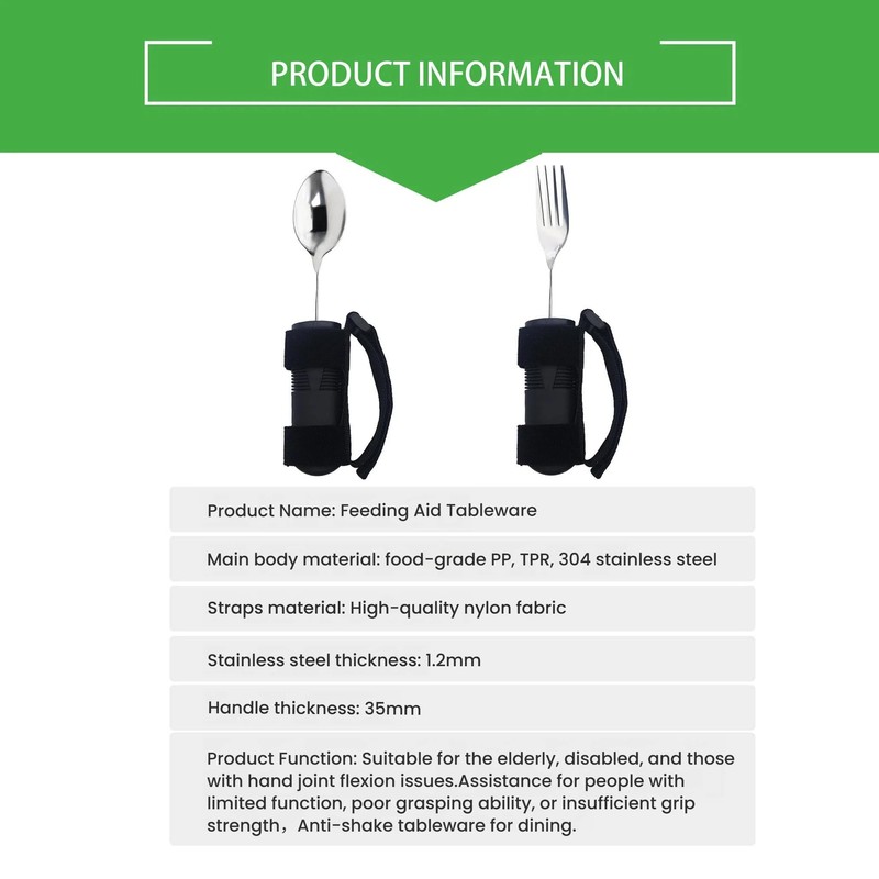 2 Pcs Adaptive Utensils Set with Spoon and Fork, Weighted
