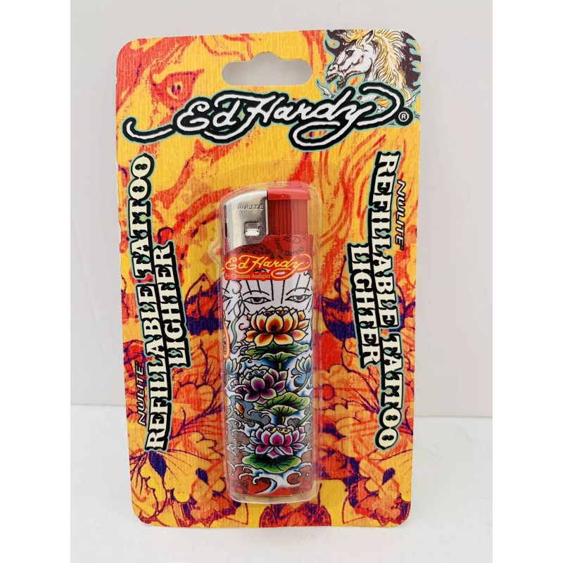 Ed Hardy Refillable Tattoo Lighter *Colorful Water Lillies*