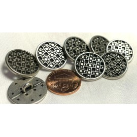 Unbranded 8 Flat Top Pierced Antique Silver Tone Metal Shank Buttons 3/4" 19mm 12631