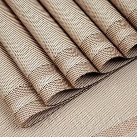 EXCOVIP Set of 8 Placemats, Non-Slip Crossweave Woven Vinyl Insulation Place Mat Washable Table Mats For Restaurants Party Decoration 45 x 30 cm(Champagne)