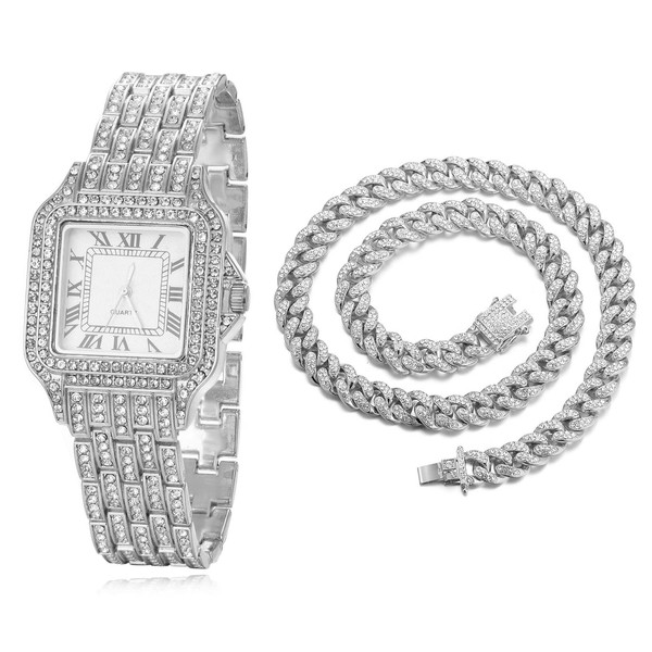 HALUKAKAH Diamonds Gold Watch Iced Out,Men's Platinum White Gold Plated