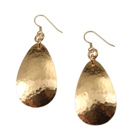 Large Hammered Bronze Teardrop Earrings