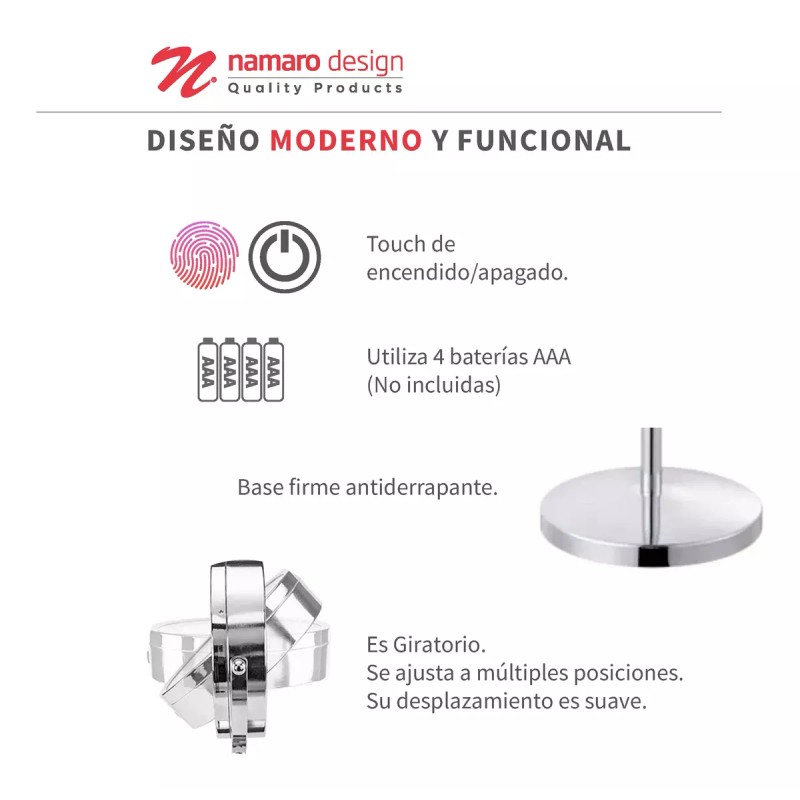 Namaro Design Espejo De Vanidad Con Luz Y Aumento Namaro