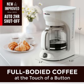 MÜELLERHOME 12-Cup White Coffee Maker - Borosilicate Carafe, Auto-Off, Reusable Filter, Anti-Drip, Keep-Warm Function, Clear Water Level Window, White Kitchen Accessories