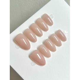 Daily mute tone flesh colored handmade nail tips - midi long oval / 데일리 뮤트톤 살색 수제네일팁 - 미디 롱 오발