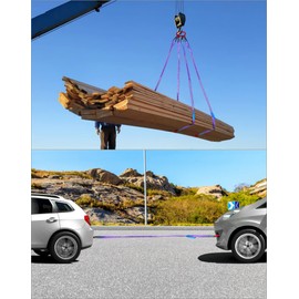 QWORK 5Ft Sling With 4 Legs Grab Hook and Adjuster, 3T G80 Alloy Steel Engine Lift Chain Link Eye Hook, 6600lbs Hoist Complete Rigging for Safe Towing and Handling of Cargo