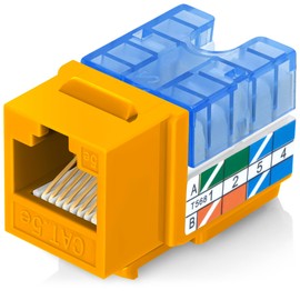 Everest Media Solutions 90° Angled CAT5e Keystone Jack in Yellow - Slim Profile RJ45 Ethernet Connector - Compatible with 90° Angled Speed Termination Tool - easyJACK (B094WB91H3) - 50-Pack