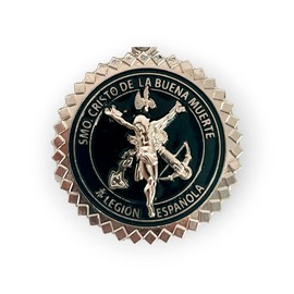 ADCSHOP - Spanish Legion and Christ of the Good Death Crest Keyring - Cristo de Mena - Chrome Zamak - Measures 10.5 cm - Weighs 22.60 grams, chrome, One size