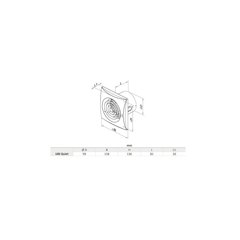 VENTS VEN-100-QUIET Bathroom or Kitchen Extractor Fan for 100mm Duct