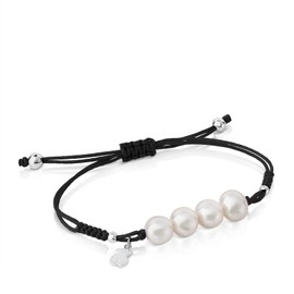 TOUS Vermeil Silver Bracelet for Women With Pearls, Length: 16 cm, Nudos Collection